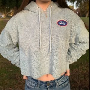 Sherpa crop top hoodie